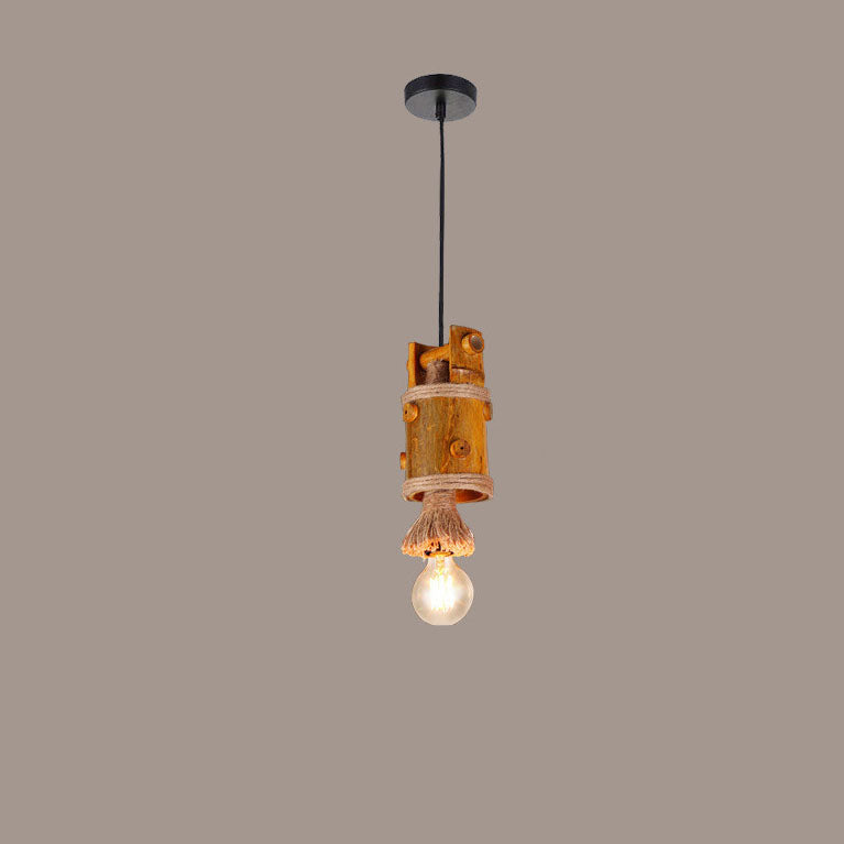 Lámpara de Araña de Cuerda de Tubería de Bambú Rústica Tradicional 1/3 Luz Isla para Comedor 