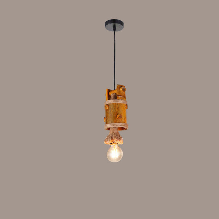 Lámpara de Araña de Cuerda de Tubería de Bambú Rústica Tradicional 1/3 Luz Isla para Comedor 