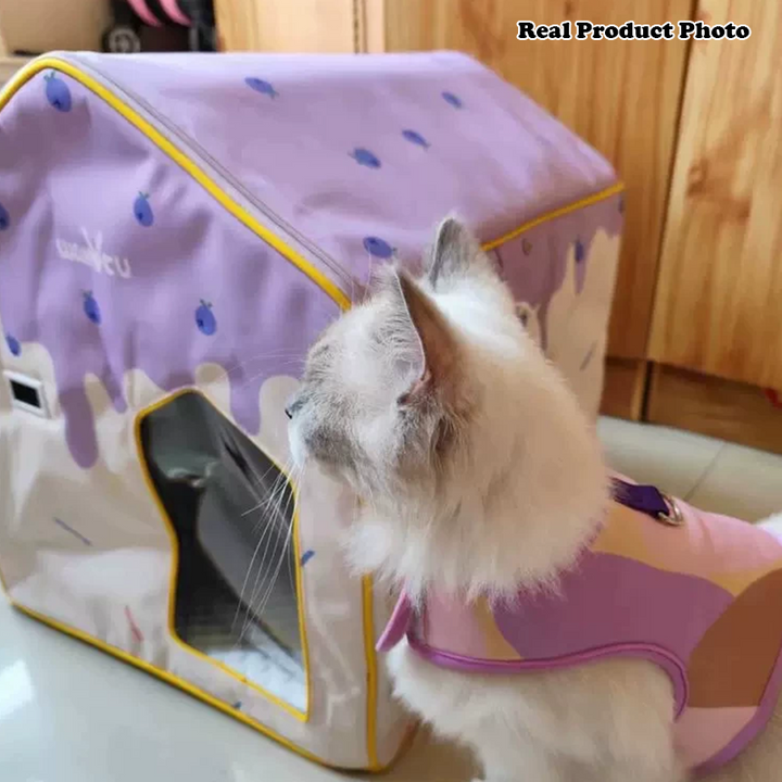 Contemporary Creative House Shape Oxford Fabric Aluminum Foil Insulation Plastic Foldable Cat Bed For Living Room