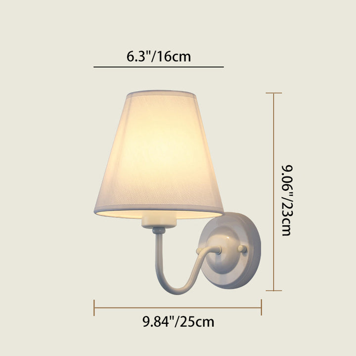 Traditionelle Vintage-Kuppel Kegelförmige Eisen Stoff 1-Licht Wandleuchte für Schlafzimmer 