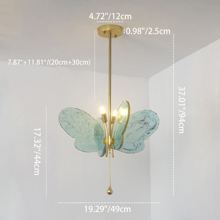 Contemporary Creative Butterfly-Shaped Resin Hardware 2-Light Pendant Light For Bedroom