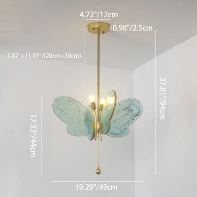 Contemporary Creative Butterfly-Shaped Resin Hardware 2-Light Pendant Light For Bedroom