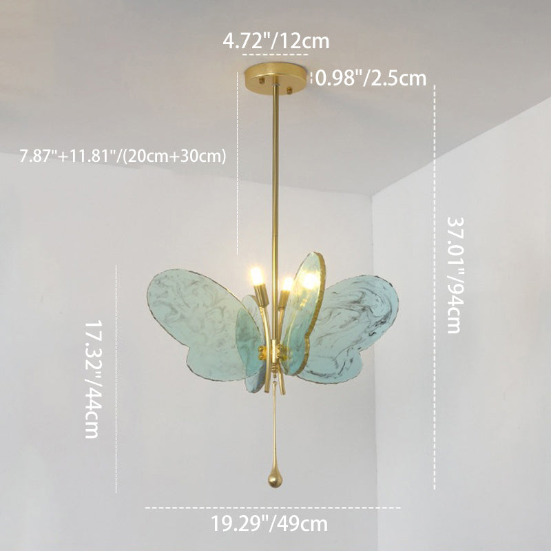 Contemporary Creative Butterfly-Shaped Resin Hardware 2-Light Pendant Light For Bedroom
