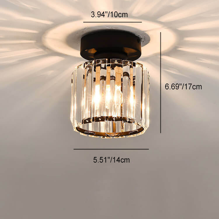 Modern Luxury Round Square Trapezoid Hexagonal Iron Crystal Glass 1-Light Semi-Flush Mount Ceiling Light