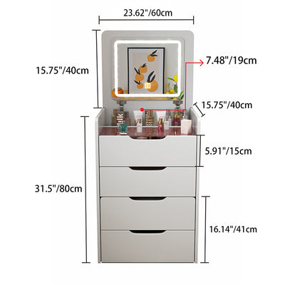 Modern Minimalist Glass Medium Density Fiberboard Makeup Vanity 4-Drawer For Bedroom