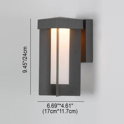 مصباح حائط خارجي LED مقاوم للماء من الألمنيوم والحديد بتصميم مربع هندسي بسيط 