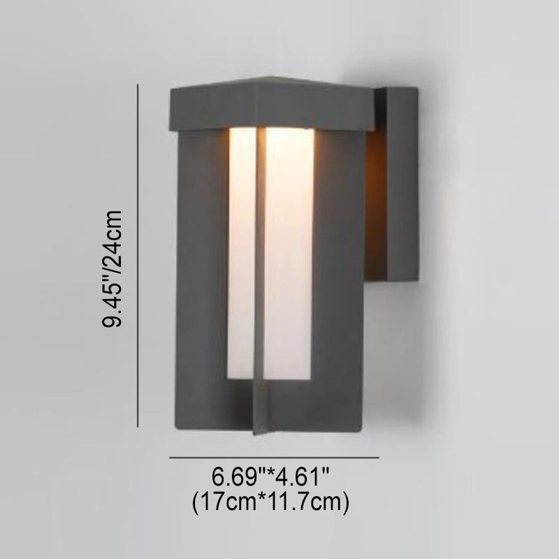 مصباح حائط خارجي LED مقاوم للماء من الألمنيوم والحديد بتصميم مربع هندسي بسيط 
