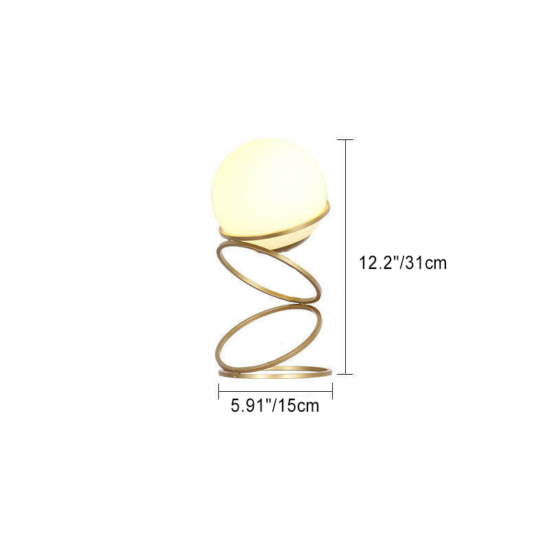 Lampe de Table Moderne Créative à Base de Cercle en Spirale avec Boule de Verre à 1 Lumière 