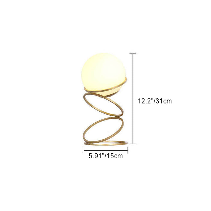 Modern Minimalist Spiral Circle Base Iron Glass Ball 1-Light Table Lamp For Living Room & Bedroom