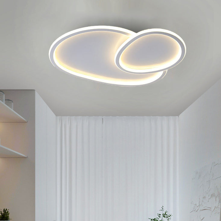 Moderne minimalistische unregelmäßige überlappende Kreise Acryl Eisen LED Unterputz Deckenleuchte für Schlafzimmer 