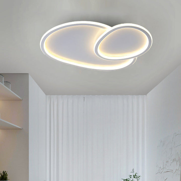 Moderne minimalistische unregelmäßige überlappende Kreise Acryl Eisen LED Unterputz Deckenleuchte für Schlafzimmer 
