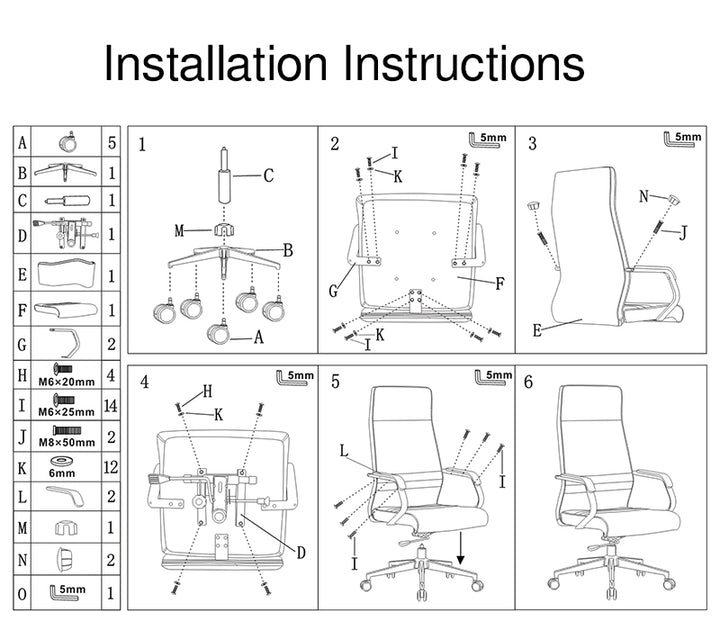 Modern Luxury Ergonomic Office Chair - Leather Executive Desk Chair Plywood &amp; Metal Frame High-Density Foam With Wheels, Swivel, Adjustable Height &amp; Reclining Function