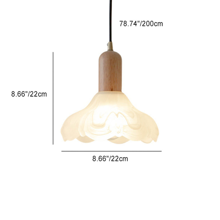 Suspension lumineuse à 1 ampoule en bois massif et verre avec cylindre traditionnel japonais pour salon 