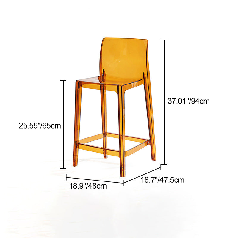 Modern Minimalist PC Rectangular Bar Stool Backrest Armless For Kitchen