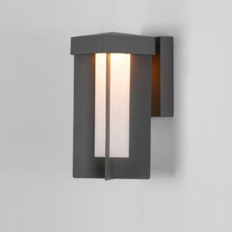 مصباح حائط خارجي LED مقاوم للماء من الألمنيوم والحديد بتصميم مربع هندسي بسيط 