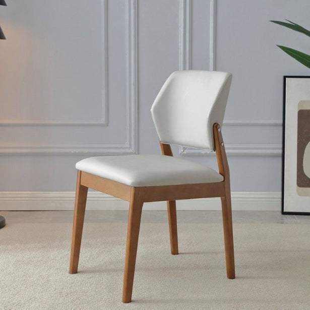 Chaise de salle à manger contemporaine nordique en similicuir rembourré avec dossier ouvert sans accoudoirs pour salle à manger 