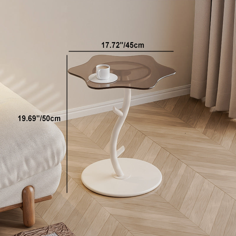 Contemporary Creative Clouds Rock Slab Tempered Glass Carbon Steel End Table 1-Tier For Bedroom
