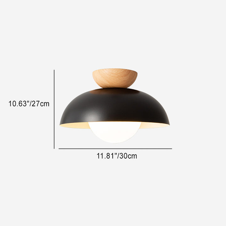Moderne minimalistische runde Eisen-Glas-Deckenleuchte mit 1 Licht für das Wohnzimmer 