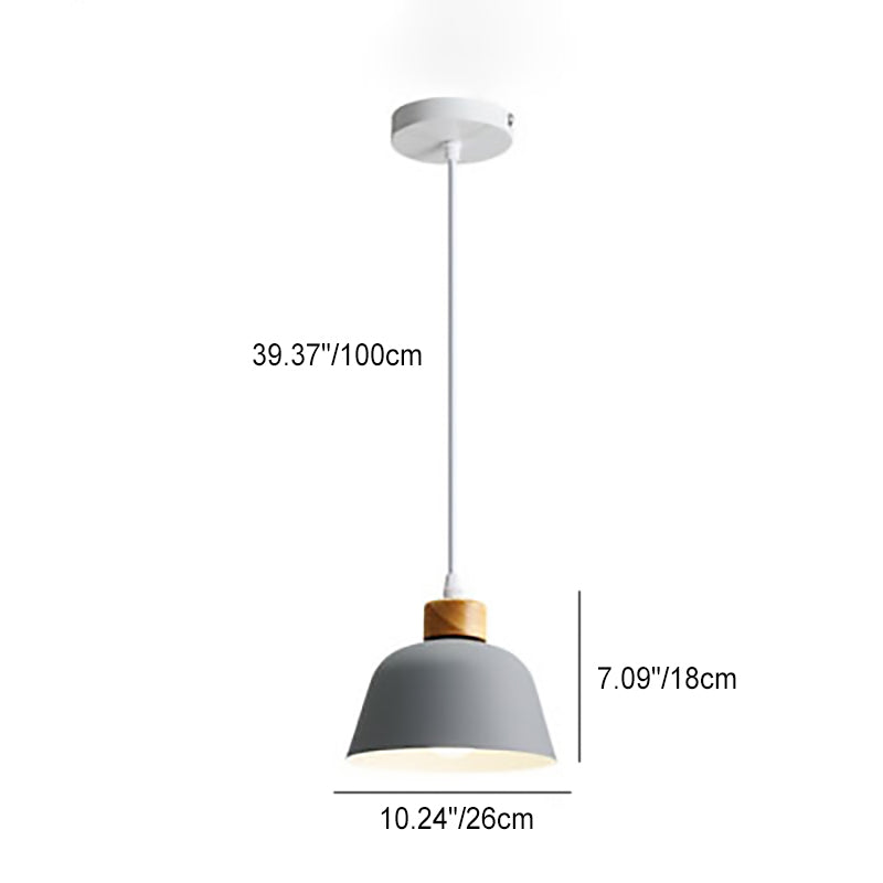 Modern Minimalist Round Aluminum Wood 1-Light Pendant Light For Dining Room