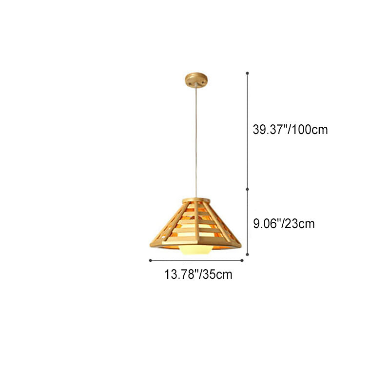 Nordic Modern Solid Wood Braided Cone 1-Light Pendant Light