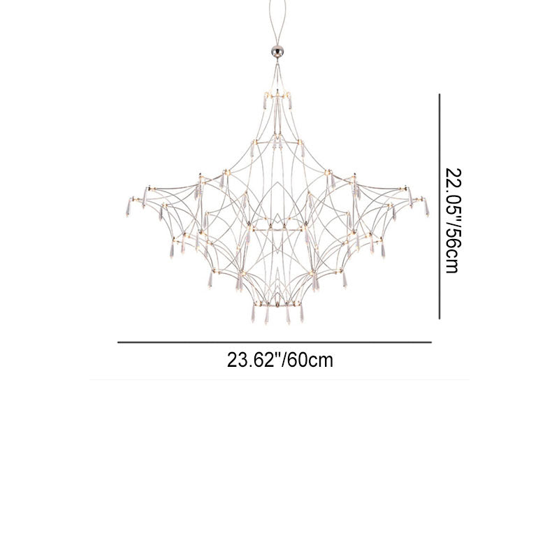 Modern Luxury Firefly Geometric Stainless Steel LED Chandelier for Living Room
