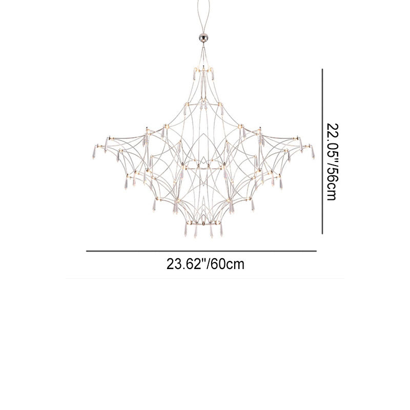 Nordic Light Luxury Firefly Geometric Stainless Steel LED Chandelier