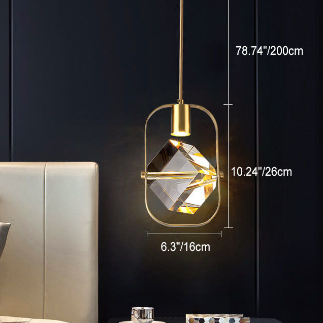 Moderne einfache Eisen-Kupfer-Quadrat-Kreis-Langlinien-1-Licht-Pendelleuchte 