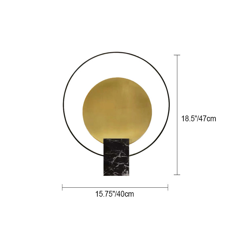 Zeitgenössische kreative Kreis Metallring Marmor Basis LED Tischlampe für Schlafzimmer 
