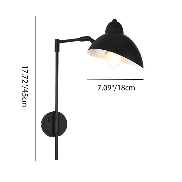 Lampe murale 1 lumière à long bras télescopique pliant en fer minimaliste industriel en forme de canard 