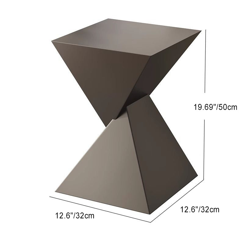 Modern Minimalist Square Funnel Carbon Steel End Table For Living Room