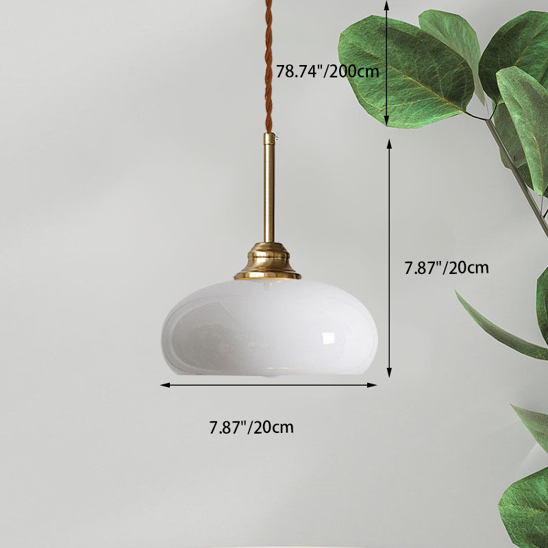 Traditional French Oval Iron Glass 1-Light Pendant Light For Bedroom