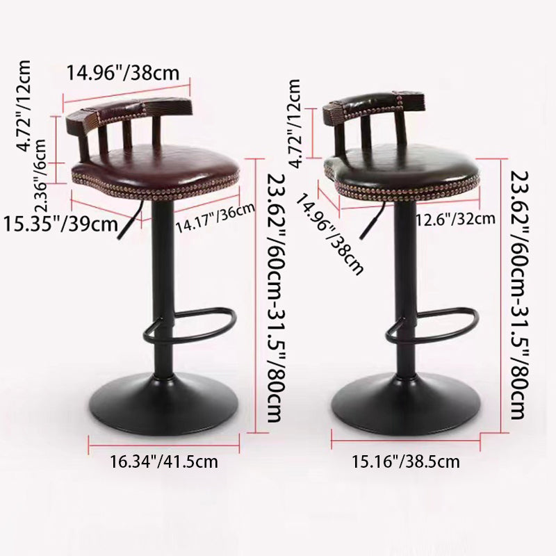 Tabouret de bar rond contemporain de luxe en simili cuir à effet ciré à l&