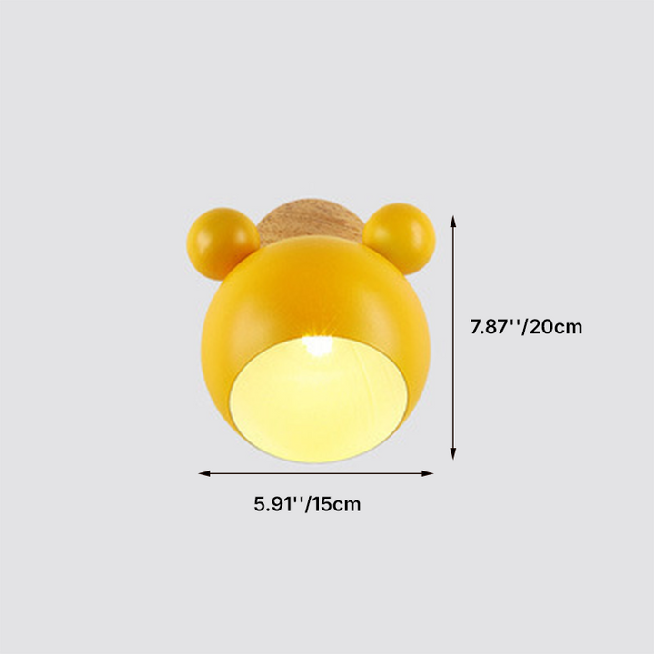 Nordic Macaron Cartoon Bear Shape 1-Light Wall Sconce Lamps