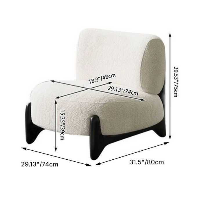 Contemporary Nordic Sherpa Fabric Solid Wood Rectangular Accent Chair Backrest Armless For Living Room