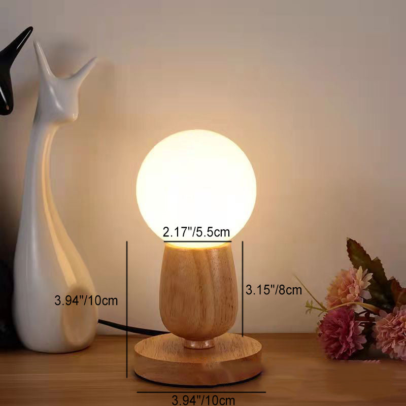 Lámpara de mesa de 1 luz de vidrio y madera escandinava contemporánea para dormitorio 