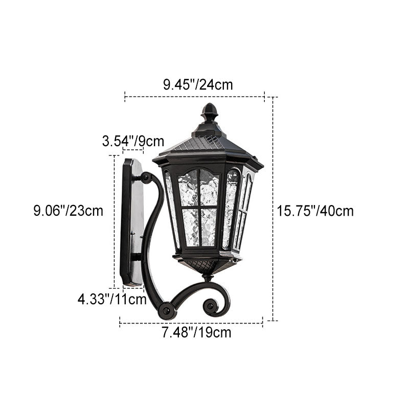 Traditional European Outdoor Lantern Aluminum Glass Waterproof 1-Light Wall Sconce Lamp for Outdoor Patio