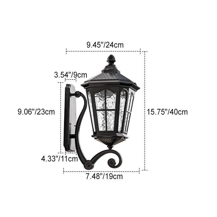 Traditional European Outdoor Lantern Aluminum Glass Waterproof 1-Light Wall Sconce Lamp for Outdoor Patio