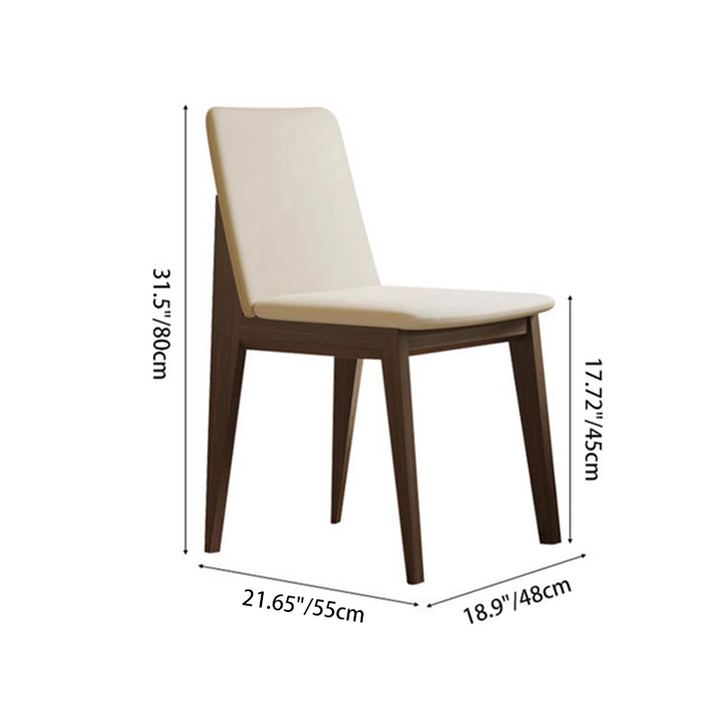 Contemporary Scandinavian Ash Wood Microfiber Leather Square Dining Chair Backrest For Dining Room