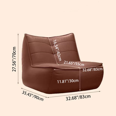 Modern Minimalist Rectangular Cat-Claw Leather Accent Chair Backrest Armless For Living Room
