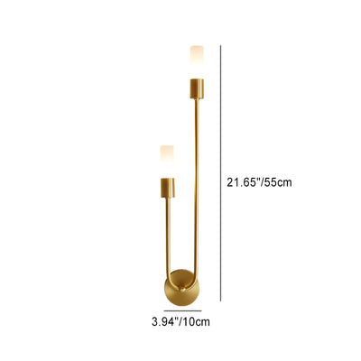 Modern Minimalist Cylindrical Iron Acrylic 2-Light Wall Sconce Lamp For Bedroom