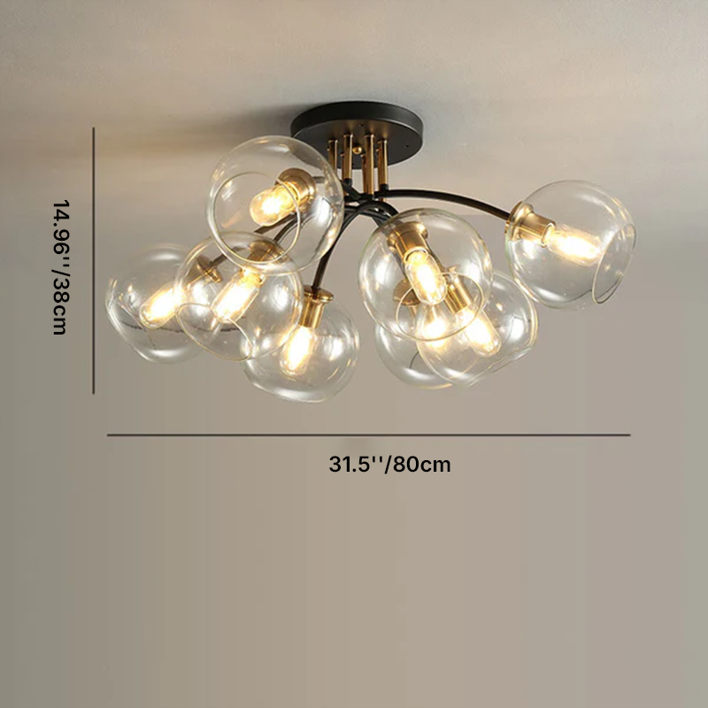 Plafonnier semi-encastré moderne en verre de luxe léger avec haricot magique rond 4/6/8 lumières 