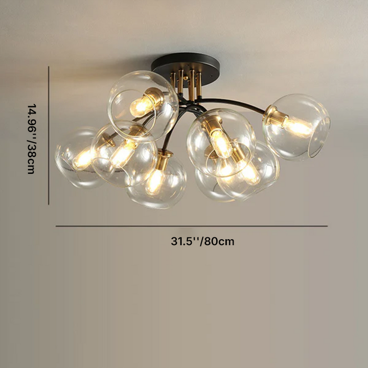 Plafonnier semi-encastré moderne en verre de luxe léger avec haricot magique rond 4/6/8 lumières 