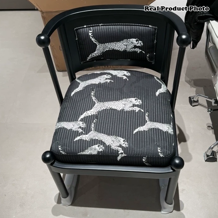 Chaise de salle à manger traditionnelle vintage en tissu avec dossier courbé en bois de chêne, sans accoudoirs, pour salle à manger 