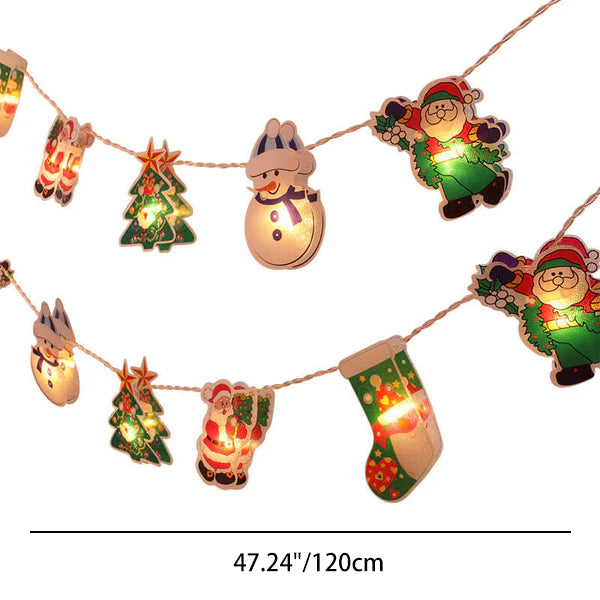 Luces decorativas navideñas modernas Art Déco de PVC, luces LED colgantes para árbol de Navidad con batería para sala de estar y dormitorio 