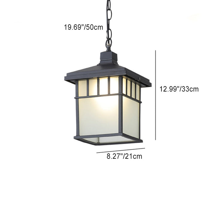 Traditional European Solar Waterproof Aluminum Glass Cubic Pane LED Pendant Light For Garden