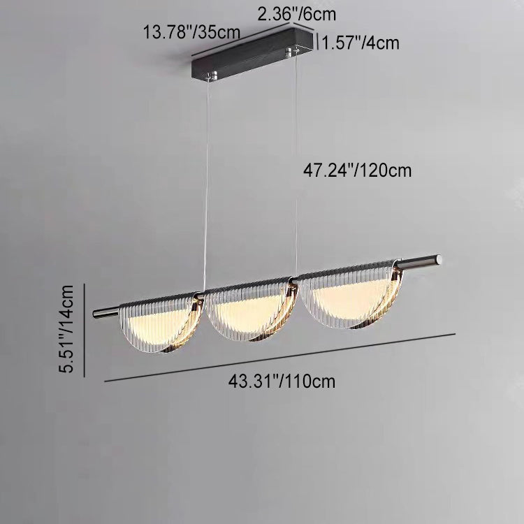 Lustre LED à îlot avec abat-jour semi-circulaire en verre acrylique de simplicité contemporaine pour salon 