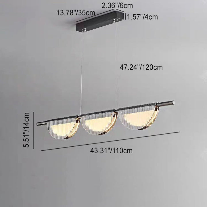 Zeitgenössische Einfachheit Glas Acryl Halbkreisförmigen Schatten LED Insel Licht Kronleuchter Für Wohnzimmer 