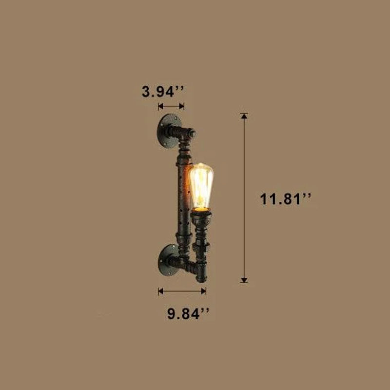 Industrial Retro Rust Pipe 1-Light Wall Sconce Lamps
