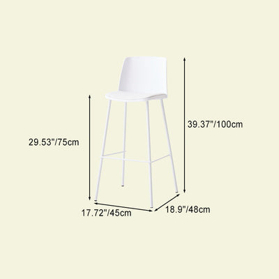 Tabouret de bar carré minimaliste moderne en cuir PU avec dossier et repose-pieds en métal PP pour salle à manger 
