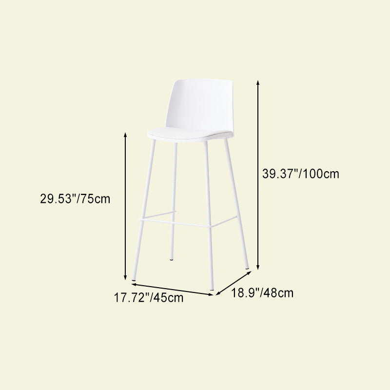 Tabouret de bar carré minimaliste moderne en cuir PU avec dossier et repose-pieds en métal PP pour salle à manger 